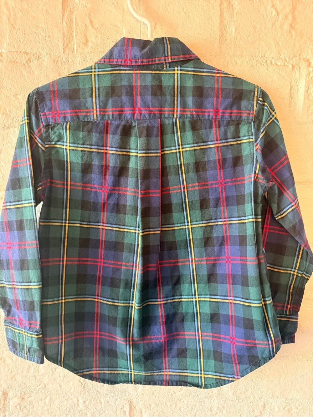 Ralph Lauren Green & Blue Plaid Button-Down Shirt with Yellow and Red Accents
